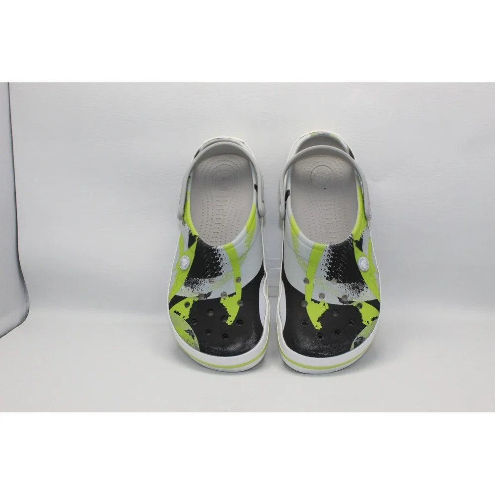 Crocs Crocband Splash Graphic‎ Clogs Lime Green Black White Mens 9 Womens 11